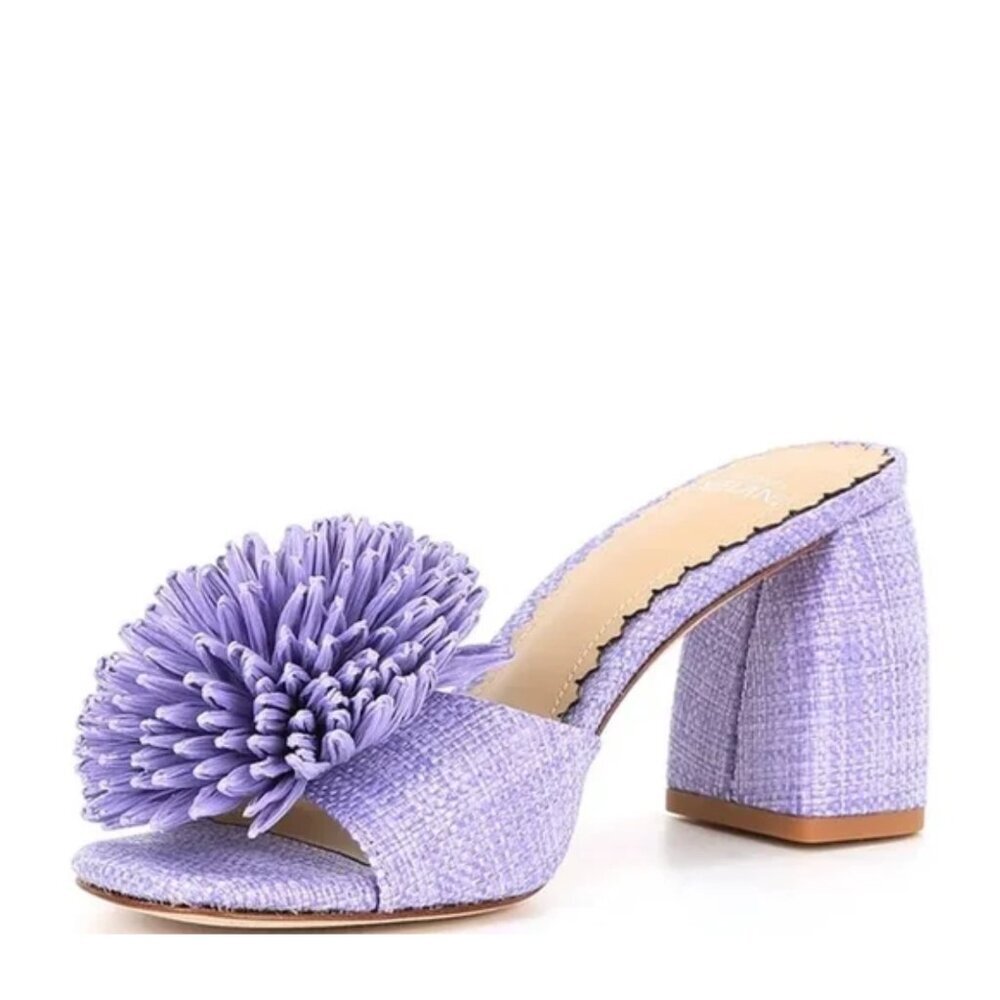 NEW Antonio Melani Glora Raffia Flower Dress Sandal in Wisteria Purple Sz. 6 - Picture 2 of 3